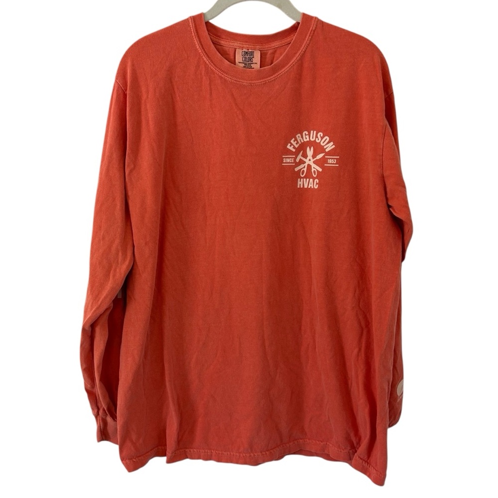 Orange Ferguson HVAC Long Sleeve Top Shirt Comfort Colors Mens Unisex Size Large